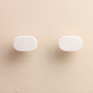 NEW Set of 2 Marble Aadhavi Oval Carved Drawer Pulls Knobs